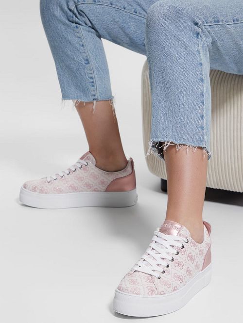 Guess Giaa Logo Print Low-Top Sneakers Roze | GUESS-SN29521