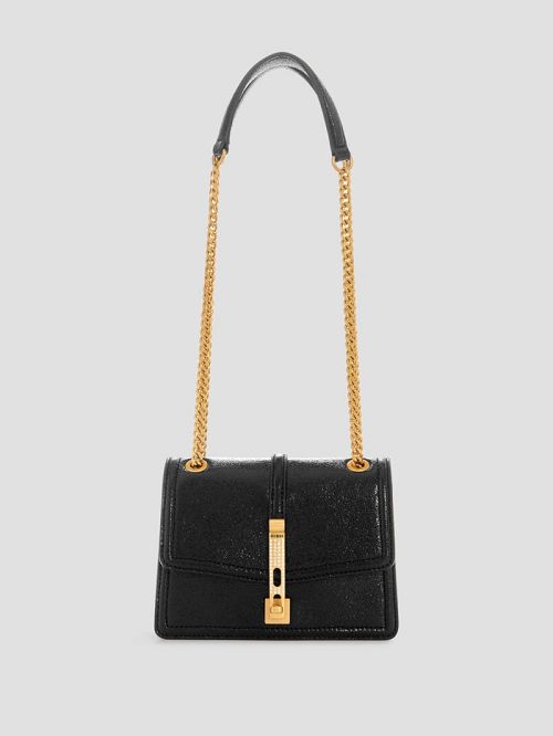 Guess Gilded Glamour Mini Convertible Crossbody Zwart | GUESS-SN28740
