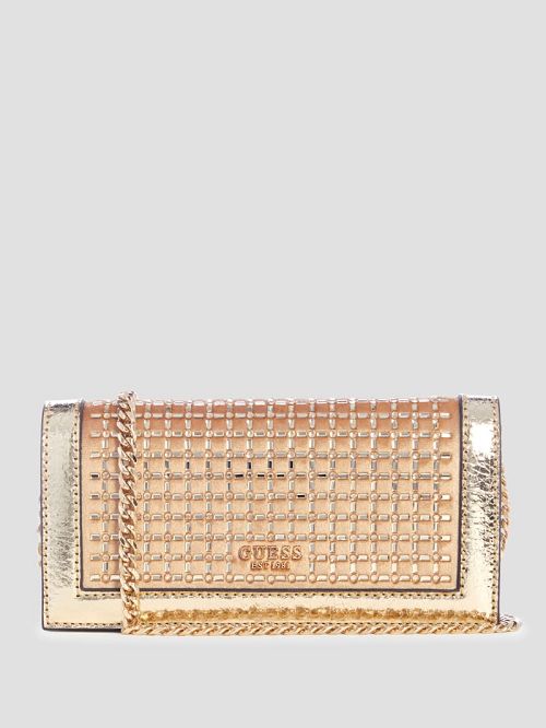 Guess Gilded Glamour Mini Crossbody Clutch Goud | GUESS-SN28777