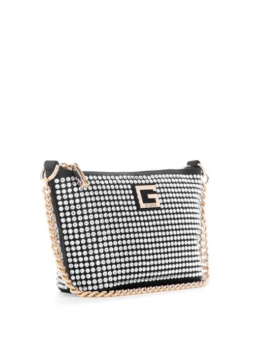 Guess Gilded Glamour Mini Top-Zip Bucket Bag Zwart | GUESS-SN29106
