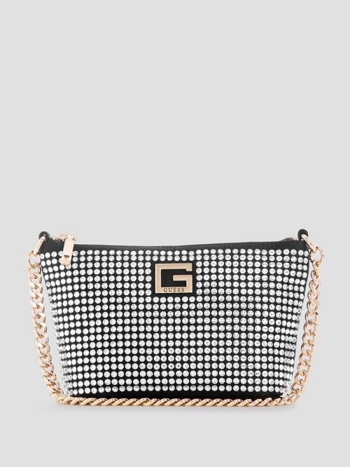 Guess Gilded Glamour Mini Top-Zip Bucket Bag Zwart | GUESS-SN29106