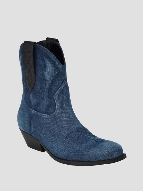 Guess Ginette Denim Cowboy Ankle Booties Blauw | GUESS-SN29910