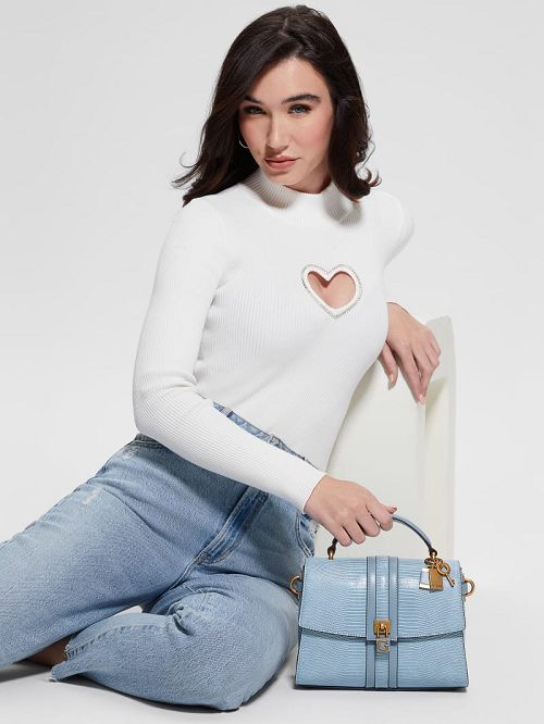 Guess Ginevra Textured Top Handle Crossbody Blauw | GUESS-SN28680