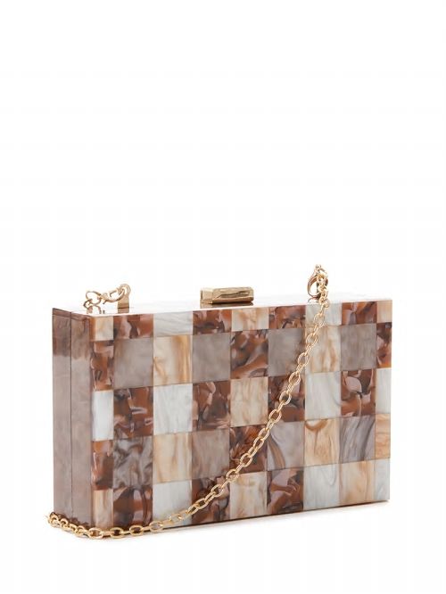 Guess Ginger Checkered Lucite Clutch Oranje | GUESS-SN28812