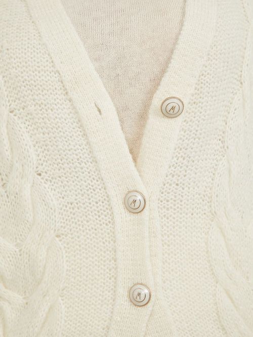 Guess Ginny Cable-Knit Sweater Cardigan Wit | GUESS-SN27941