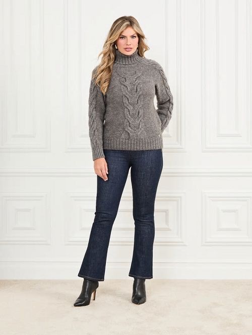 Guess Ginny Cable-Knit Sweater Grijs | GUESS-SN27758