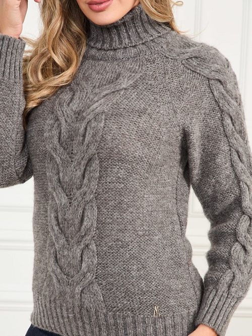 Guess Ginny Cable-Knit Sweater Grijs | GUESS-SN27758