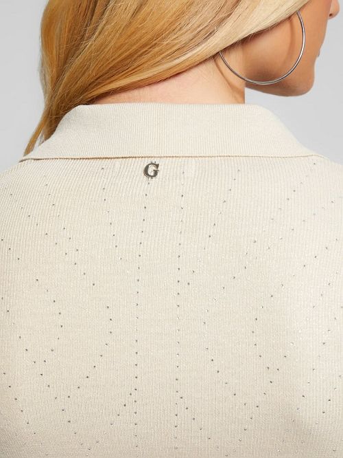 Guess Giovanna Rhinestone Sweater Shirt Wit | GUESS-SN27847