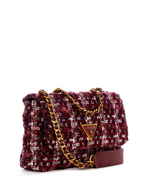 Guess Giully Mini Tweed Convertible Crossbody Rood | GUESS-SN28847