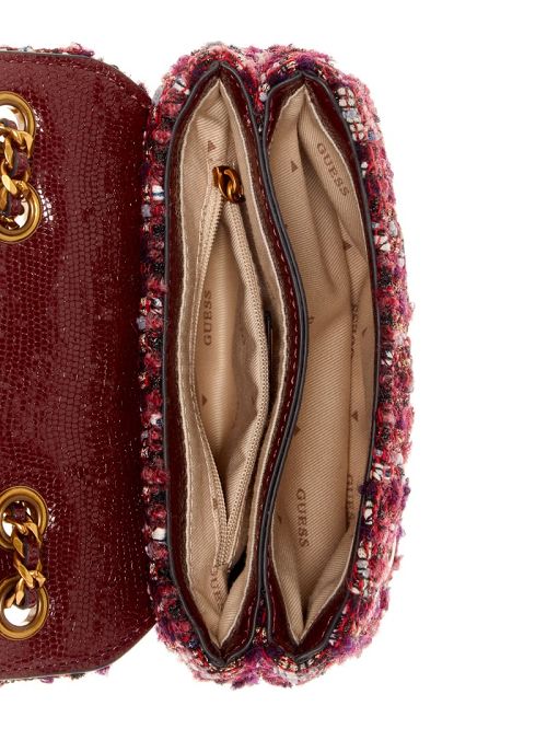 Guess Giully Mini Tweed Convertible Crossbody Rood | GUESS-SN28847