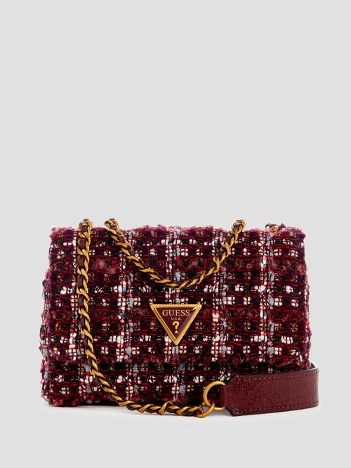 Guess Giully Mini Tweed Convertible Crossbody Rood | GUESS-SN28847