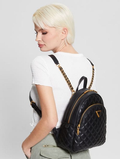 Guess Giully Quilted Backpack Zwart | GUESS-SN29488