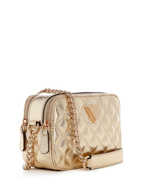 Guess Giully Quilted Camera Crossbody Goud | GUESS-SN28997