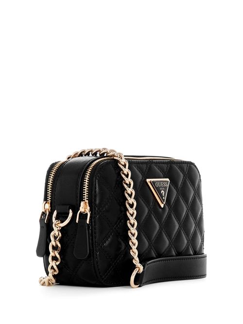 Guess Giully Quilted Camera Crossbody Zwart | GUESS-SN28779