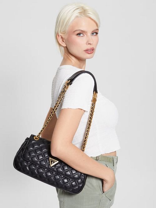 Guess Giully Quilted Convertible Crossbody Zwart | GUESS-SN29095