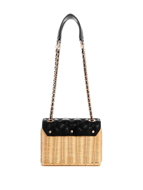 Guess Giully Straw Convertible Crossbody Zwart | GUESS-SN28810