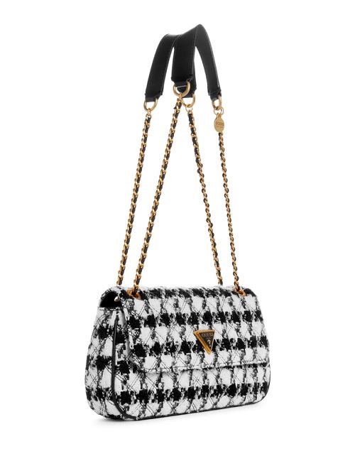 Guess Giully Tweed Convertible Crossbody Zwart | GUESS-SN28830