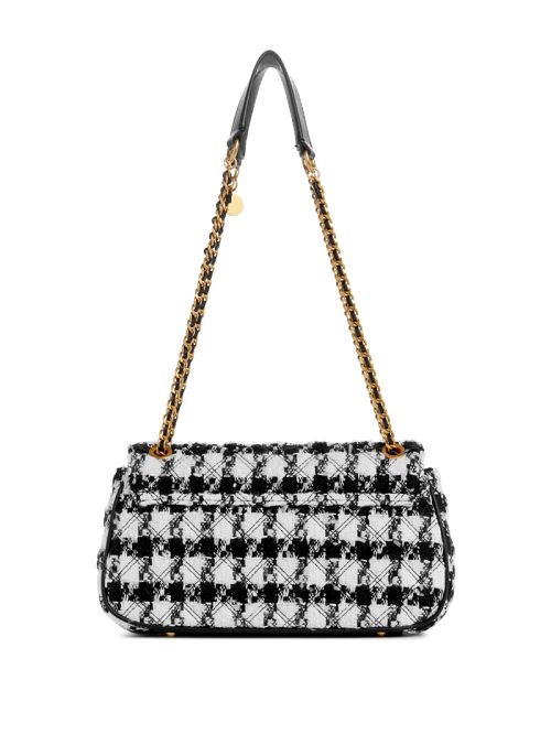Guess Giully Tweed Convertible Crossbody Zwart | GUESS-SN28830
