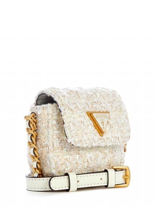Guess Giully Tweed Micro Mini Crossbody Wit | GUESS-SN28819