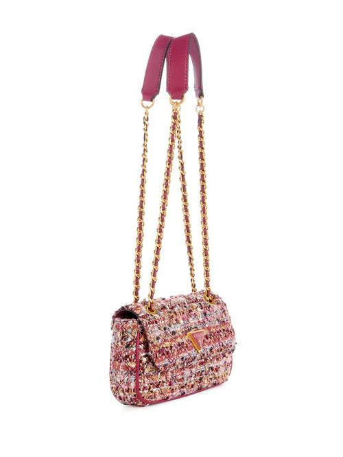 Guess Giully Tweed Mini Convertible Crossbody Paars | GUESS-SN28833