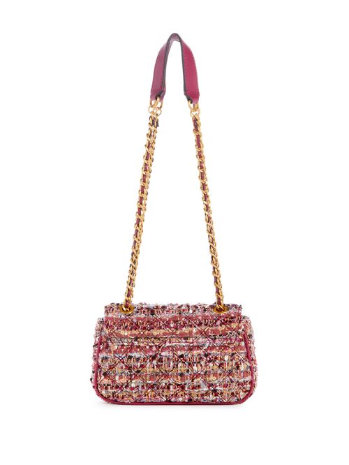 Guess Giully Tweed Mini Convertible Crossbody Paars | GUESS-SN28833