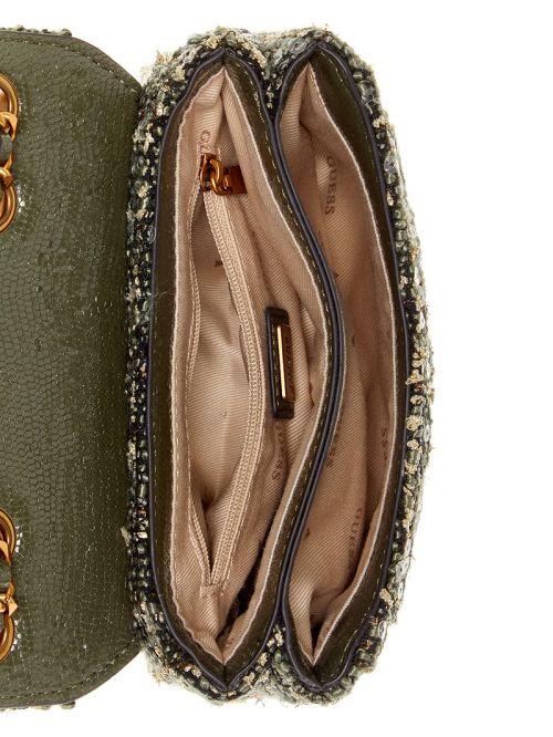 Guess Giully Tweed Mini Convertible Crossbody Groen | GUESS-SN28995