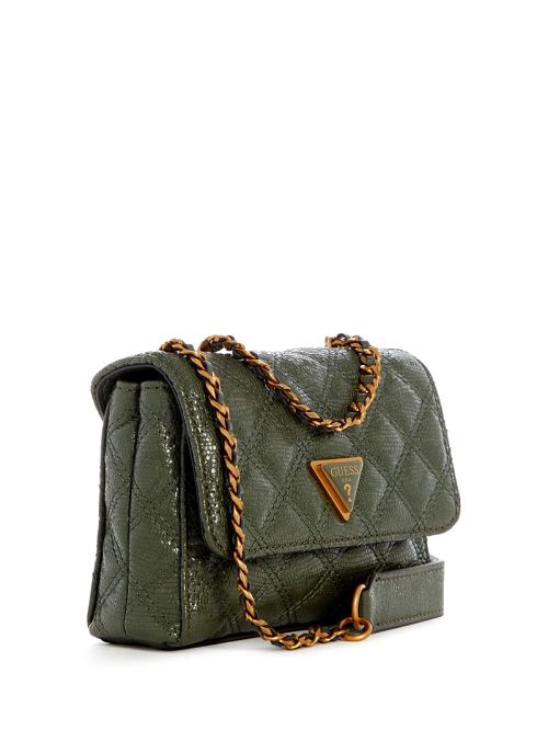 Guess Giully Tweed Mini Convertible Crossbody Groen | GUESS-SN29036