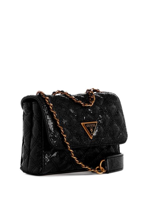 Guess Giully Tweed Mini Convertible Crossbody Zwart | GUESS-SN29045