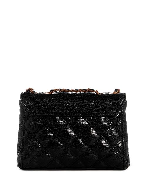 Guess Giully Tweed Mini Convertible Crossbody Zwart | GUESS-SN29045