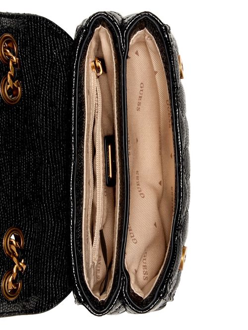 Guess Giully Tweed Mini Convertible Crossbody Zwart | GUESS-SN29045