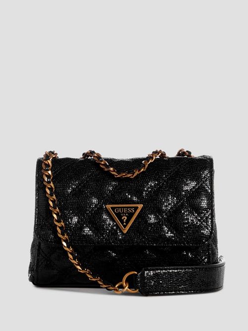 Guess Giully Tweed Mini Convertible Crossbody Zwart | GUESS-SN29045