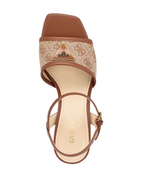 Guess Glaven Open-Toe Block Heels Bruin | GUESS-SN29634