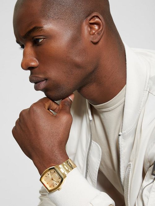 Guess Gold-Tone Barrel Analog Watch Goud | GUESS-SN31639