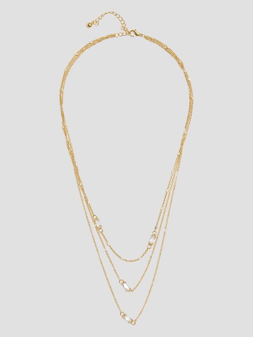 Guess Gold-Tone CZ-Plated Layered Necklace Goud | GUESS-SN30273