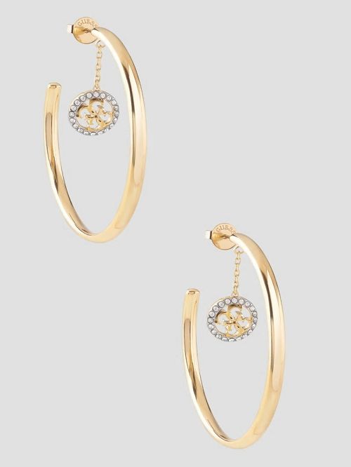 Guess Gold-Tone CZ Quattro G Hoop Earring Goud | GUESS-SN30297
