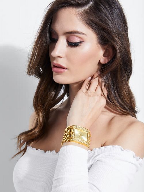 Guess Gold-Tone Chain Analog Watch Goud | GUESS-SN30021