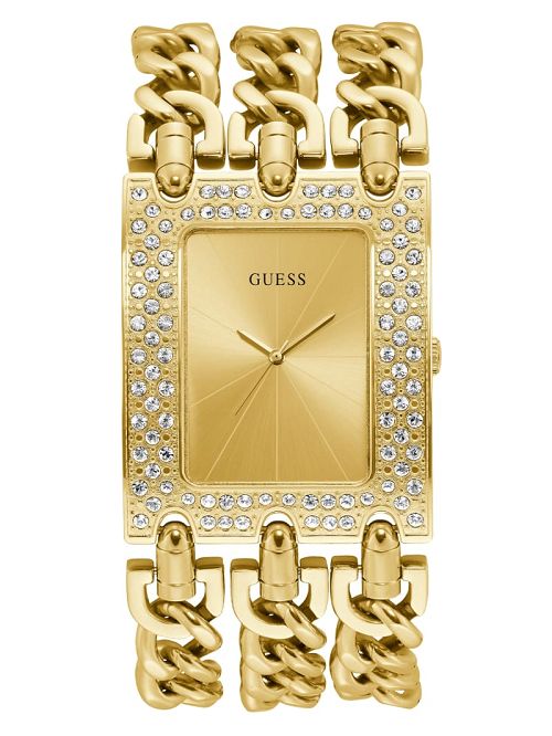 Guess Gold-Tone Chain Analog Watch Goud | GUESS-SN30021