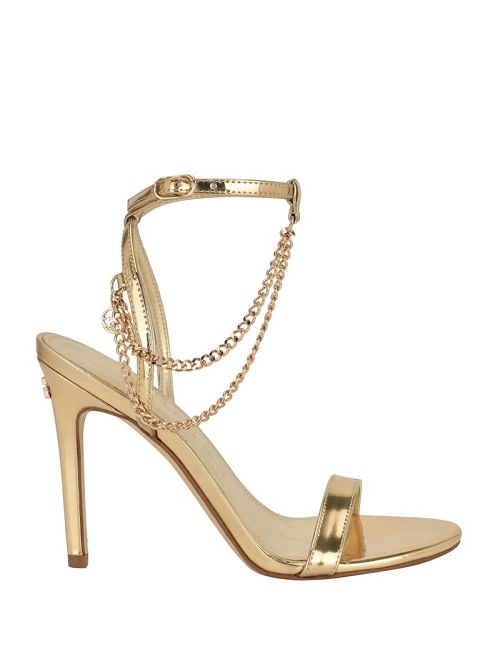 Guess Gold-Tone Chain Strap Heels Goud | GUESS-SN29736