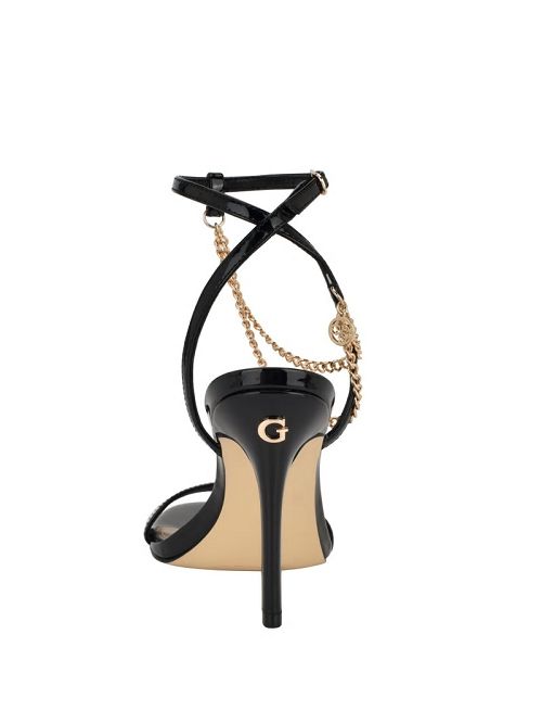 Guess Gold-Tone Chain Strap Heels Zwart | GUESS-SN29858