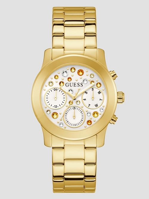 Guess Gold-Tone Crystal Multifunction Watch Goud | GUESS-SN29973