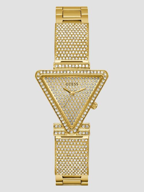 Guess Gold-Tone Crystal Triangle Analog Watch Goud | GUESS-SN29965