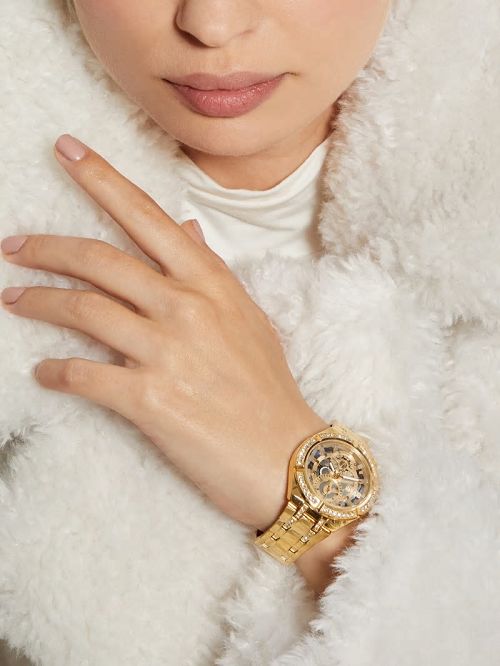 Guess Gold-Tone Cut-Through Multifunction Watch Goud | GUESS-SN29977