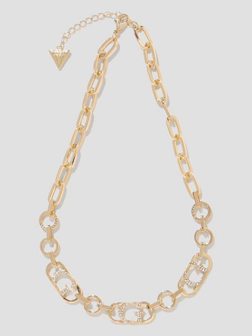 Guess Gold-Tone G Logo Statement Necklace Goud | GUESS-SN30244
