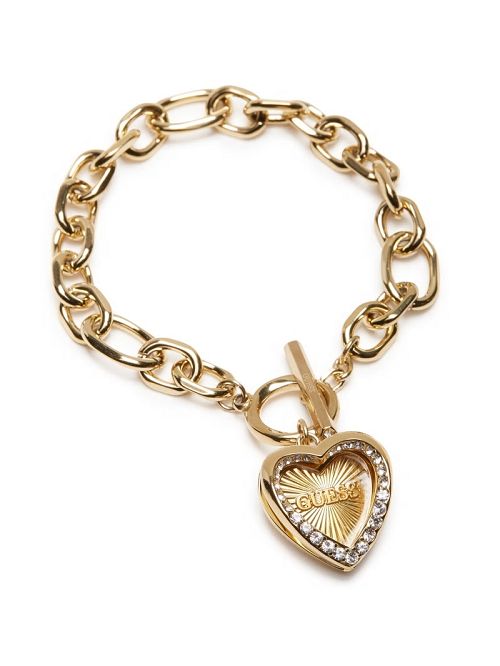 Guess Gold-Tone Heart T-Bar Chain Bracelet Goud | GUESS-SN30251