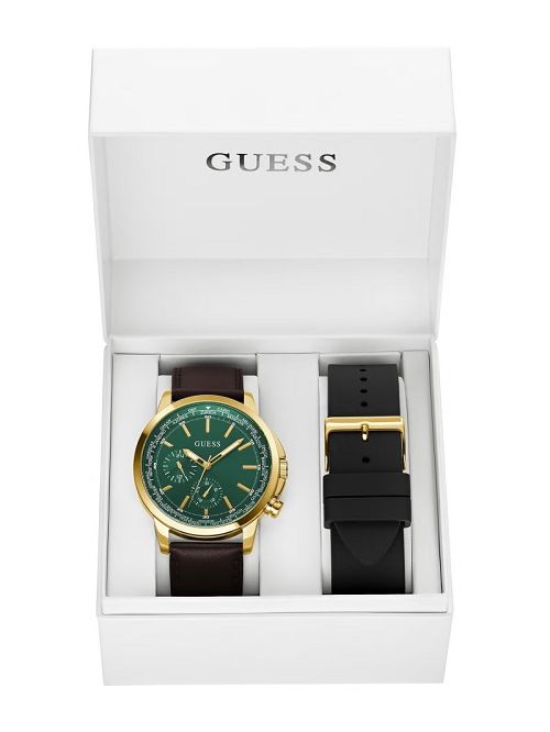 Guess Gold-Tone Leather Multifunction Watch Goud | GUESS-SN31658