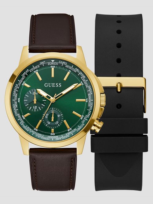 Guess Gold-Tone Leather Multifunction Watch Goud | GUESS-SN31658