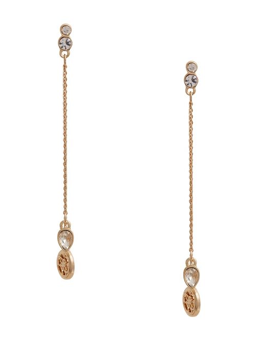 Guess Gold-Tone Linear Crystal and Logo Earrings Goud | GUESS-SN30307