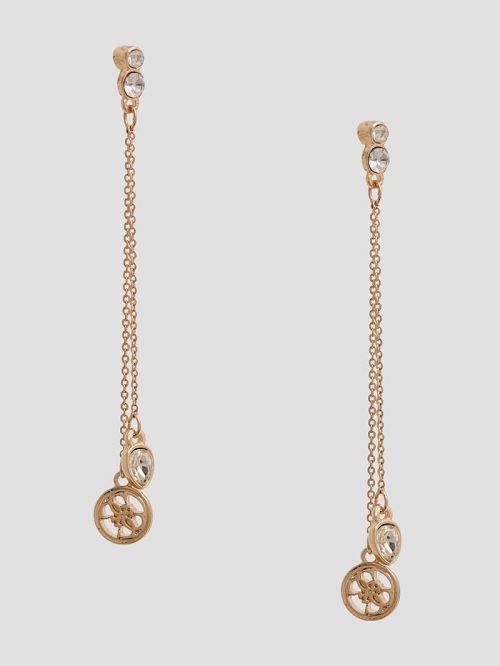 Guess Gold-Tone Linear Crystal and Logo Earrings Goud | GUESS-SN30307