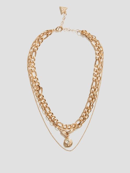 Guess Gold-Tone Logo Charm Layered Necklace Goud | GUESS-SN30263
