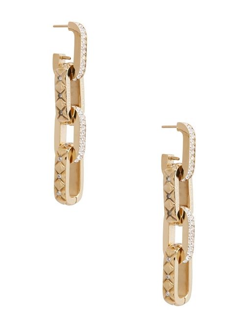 Guess Gold-Tone Matelassé and Pavé Link Earrings Goud | GUESS-SN30276